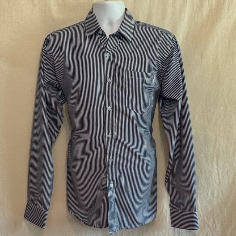 I-1 Men’s Jonathan Martin Blue & White Stripe Long‎ Sleeve Dress Shirt Size M